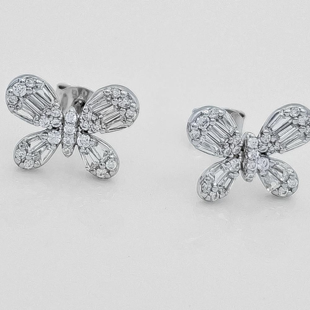 Dazzling Silver Butterfly Stud Earrings